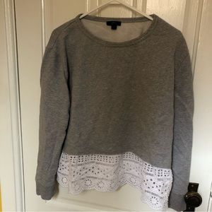 J. Crew lace trim crop sweatshirt